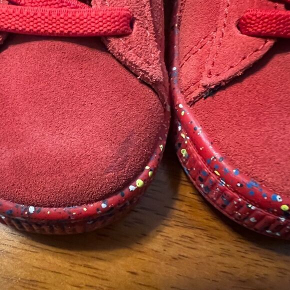 NEW Puma Suede Triplex Mono Red Paint Splatter Lace Up Sneaker Shoes Speckle 5C - Picture 9 of 14